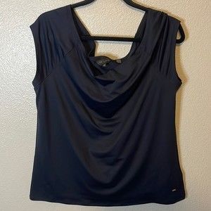 Ted Baker Size 6 US Medium Cowl Detail Navy Blue Top Sleeveless